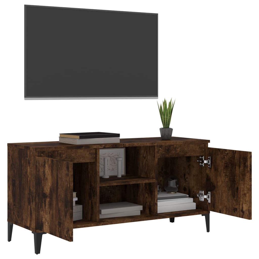 vidaXL TV Cabinet with Metal Legs Smoked Oak 103.5x35x50 cm