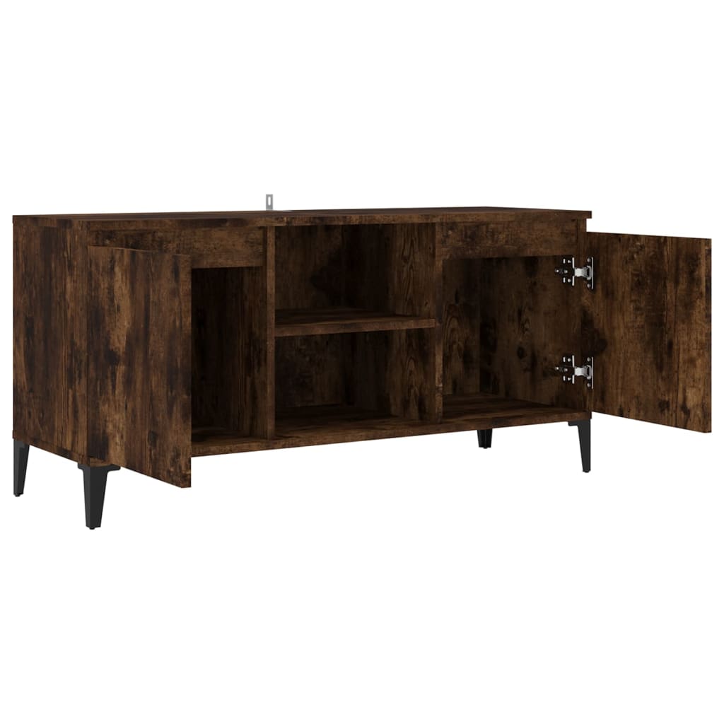 vidaXL TV Cabinet with Metal Legs Smoked Oak 103.5x35x50 cm