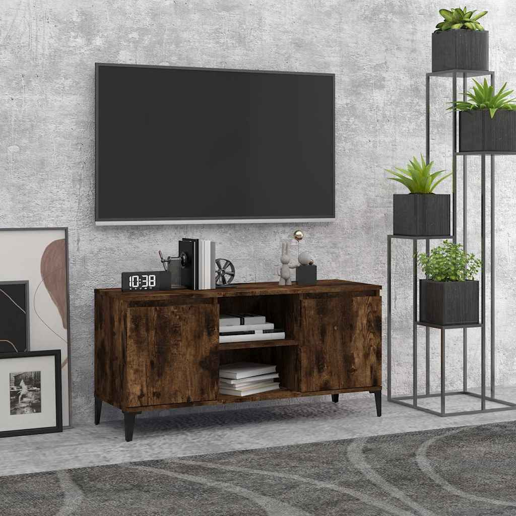 813161 vidaXL TV Cabinet with Metal Legs Smoked Oak 103,5x35x50 cm