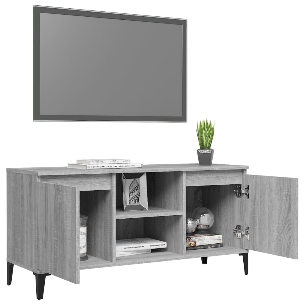 vidaXL TV Cabinet with Metal Legs Grey Sonoma 103.5x35x50 cm