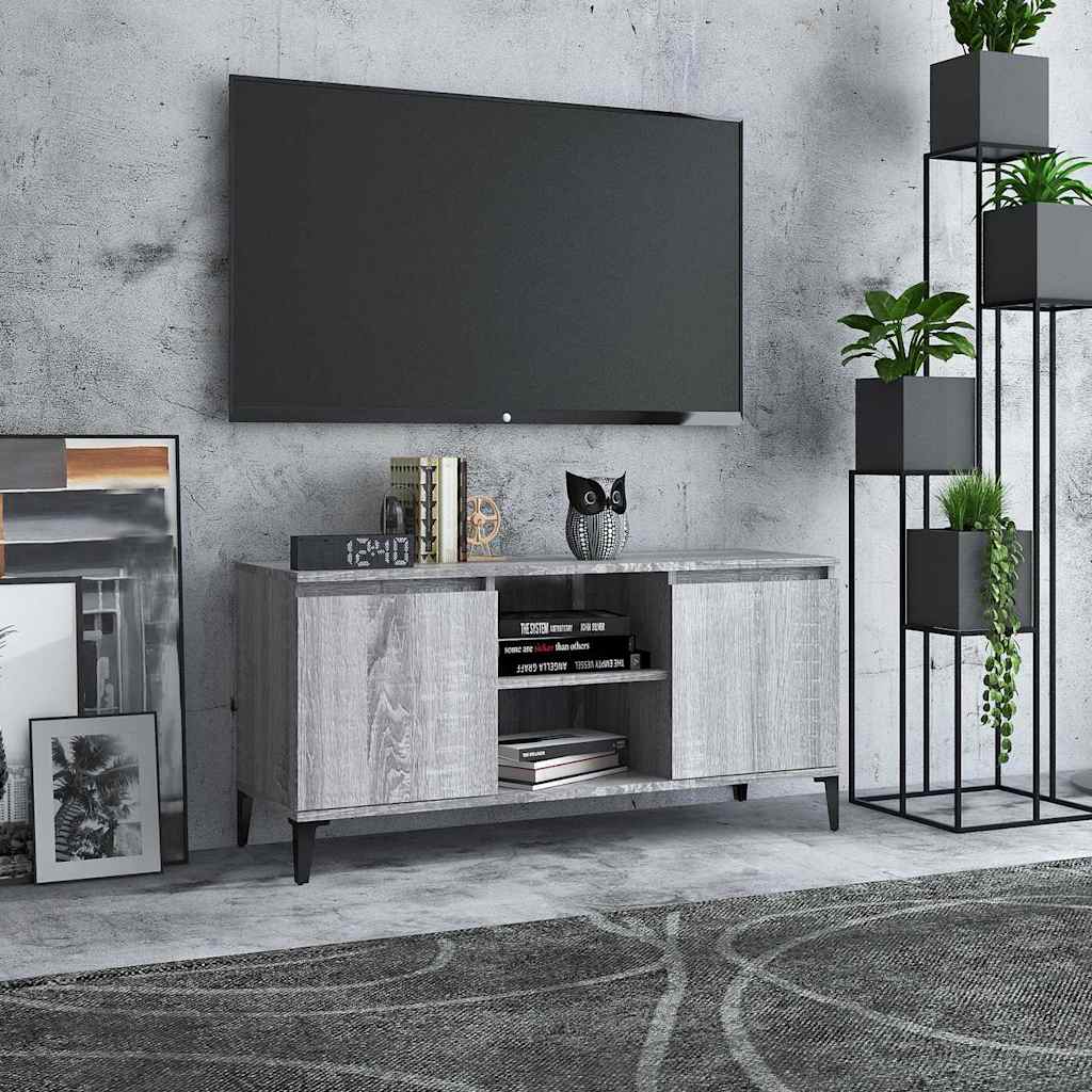 813162 vidaXL TV Cabinet with Metal Legs Grey Sonoma 103,5x35x50 cm