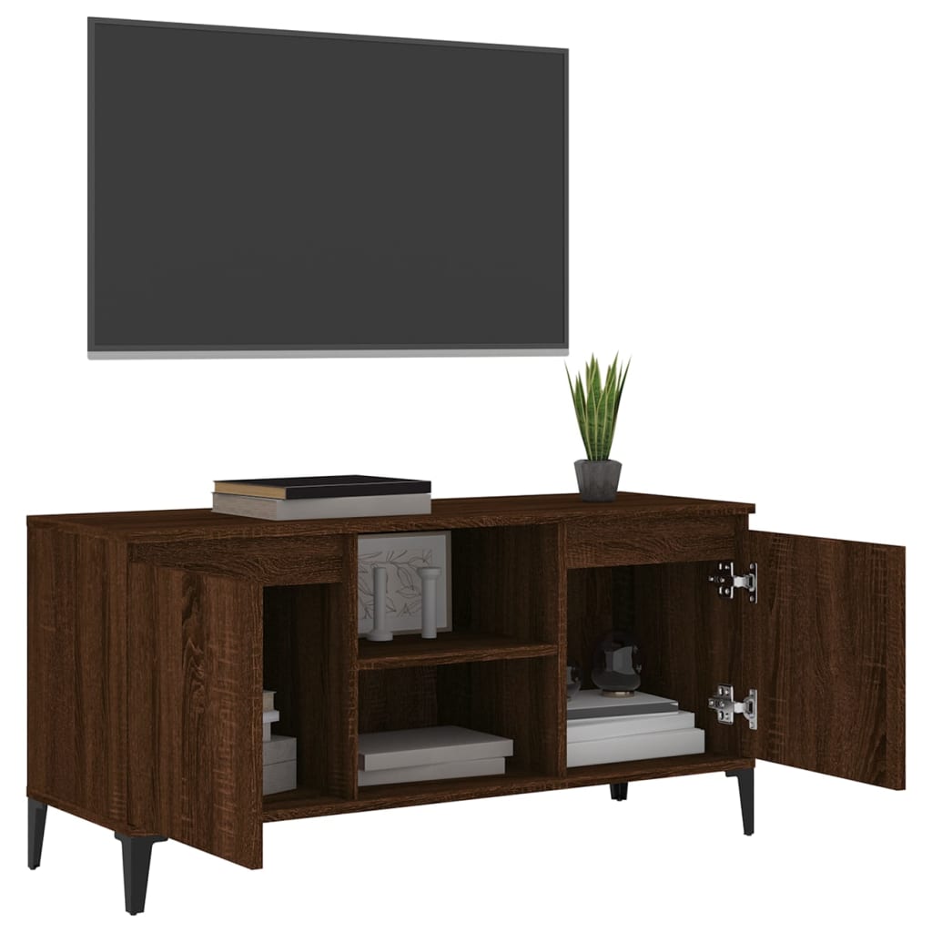 vidaXL TV Cabinet with Metal Legs Brown Oak 103.5x35x50 cm