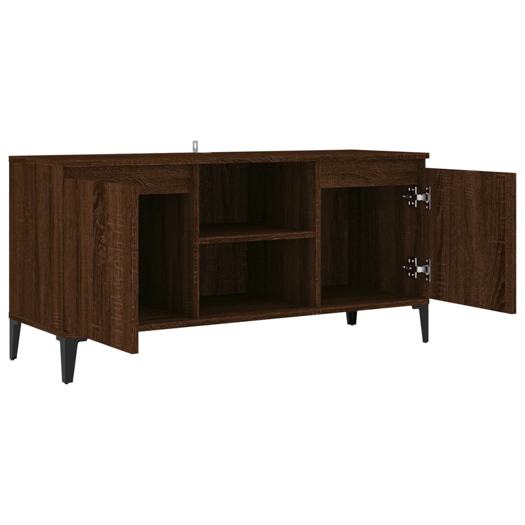 vidaXL TV Cabinet with Metal Legs Brown Oak 103.5x35x50 cm