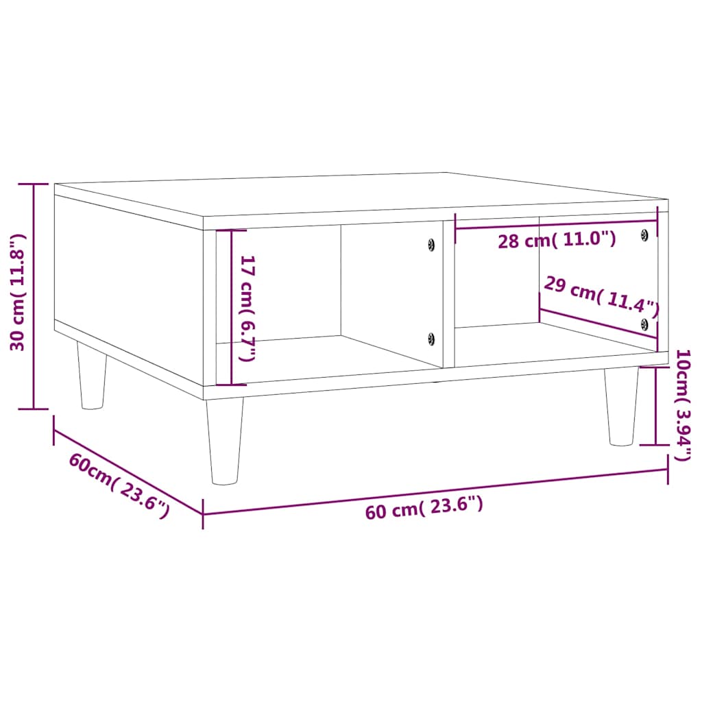 813165 vidaXL Coffee Table Grey Sonoma 60x60x30 cm Engineered Wood