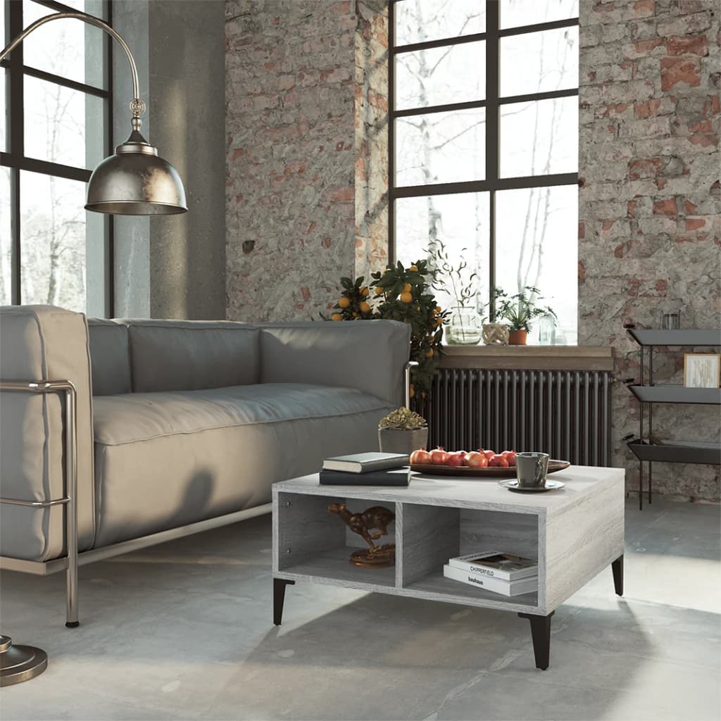 813168 vidaXL Coffee Table Grey Sonoma 60x60x30 cm Engineered Wood