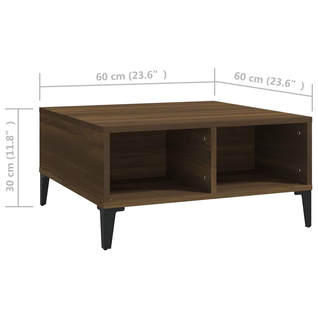 813169 vidaXL Coffee Table Brown Oak 60x60x30 cm Engineered Wood