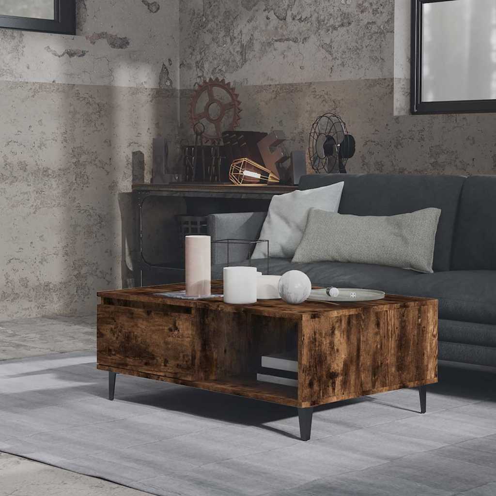 813173 vidaXL Coffee Table Smoked Oak 90x60x35 cm Engineered Wood