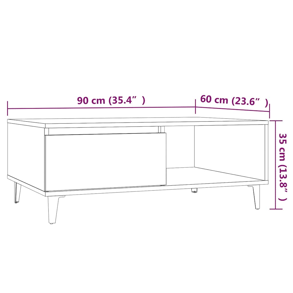 813173 vidaXL Coffee Table Smoked Oak 90x60x35 cm Engineered Wood