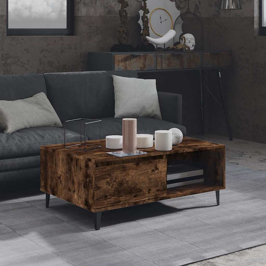 813173 vidaXL Coffee Table Smoked Oak 90x60x35 cm Engineered Wood