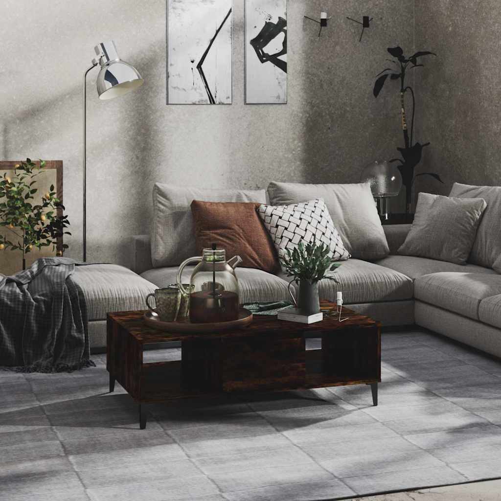 813179 vidaXL Coffee Table Smoked Oak 103,5x60x35 cm Engineered Wood
