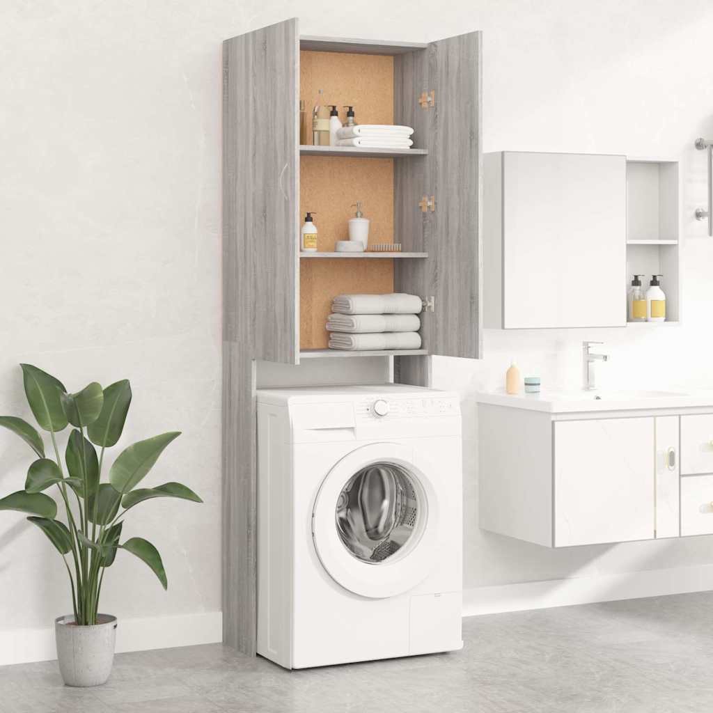 Washing Machine Cabinet Grey sonoma 64x25,5x190 cm