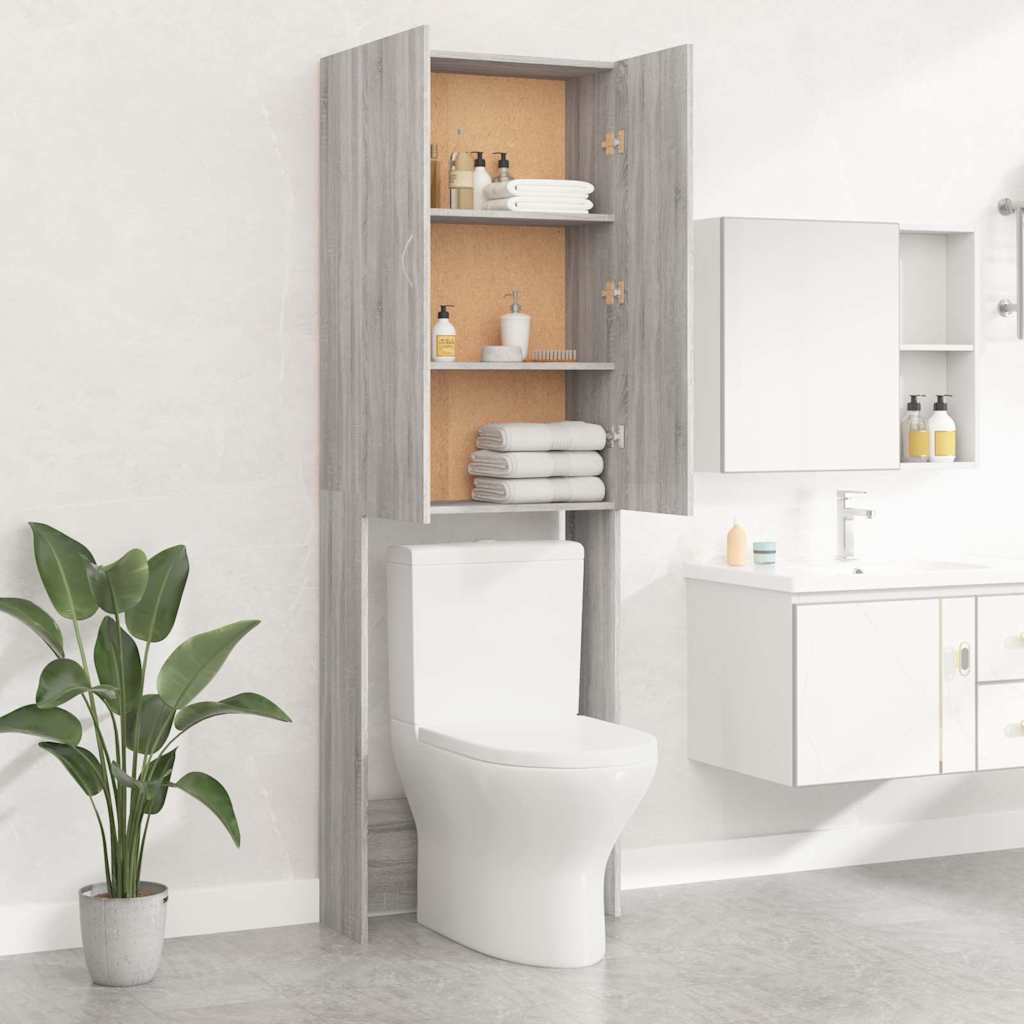 Washing Machine Cabinet Grey sonoma 64x25,5x190 cm