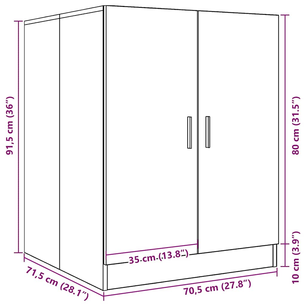 vidaXL Washing Machine Cabinet Grey sonoma 71x71.5x91.5 cm