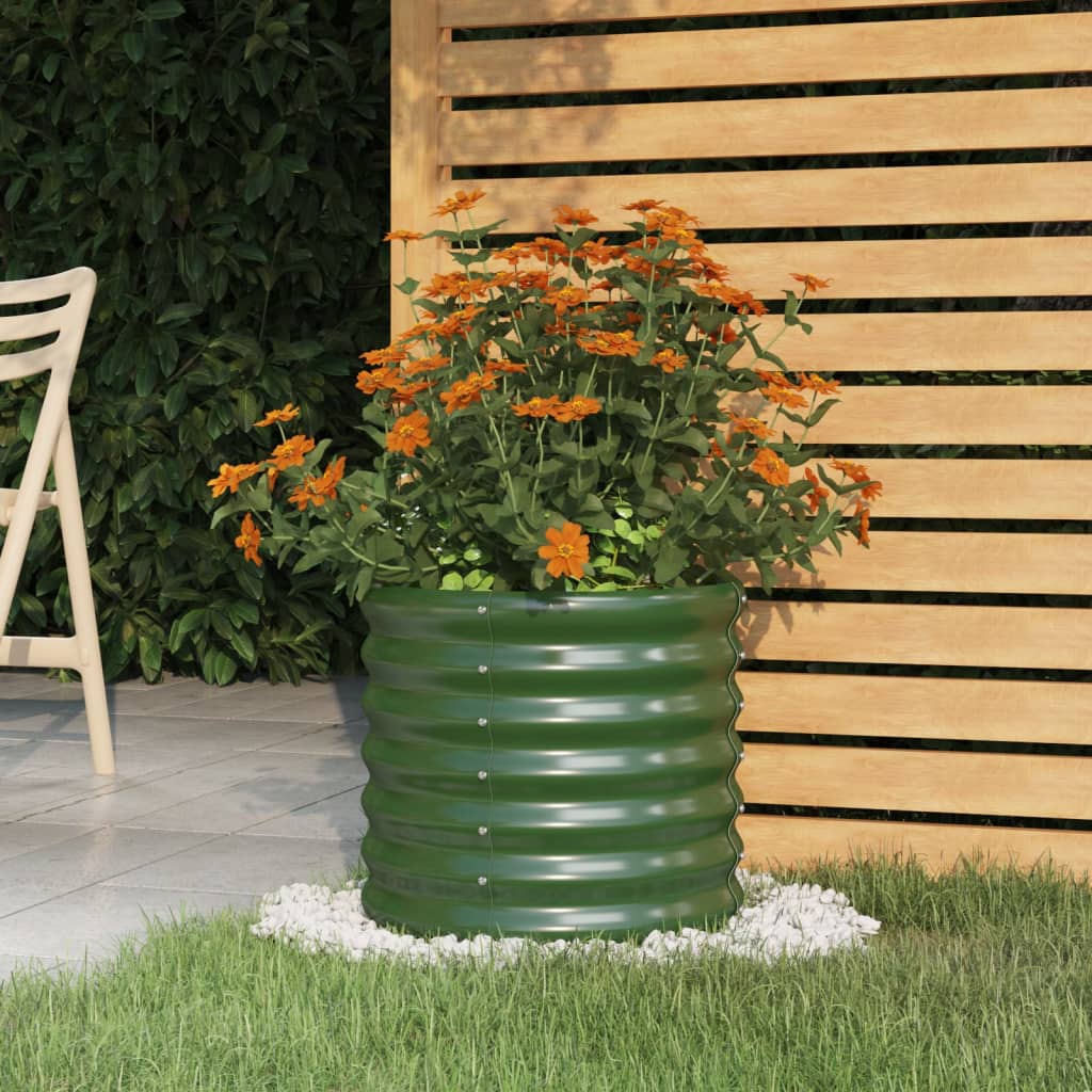 Garden Planter Galvanised Steel 40x40x36 cm Green