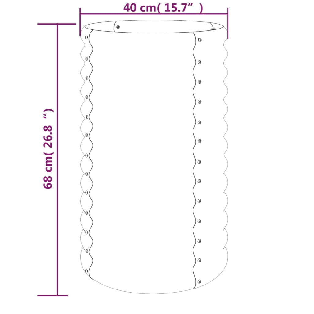 vidaXL Garden Planter Powder-coated Steel 40x40x68 cm Green