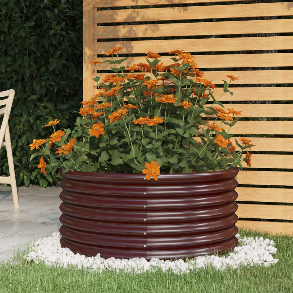 Garden Planter Galvanised Steel 80x80x36 cm Brown