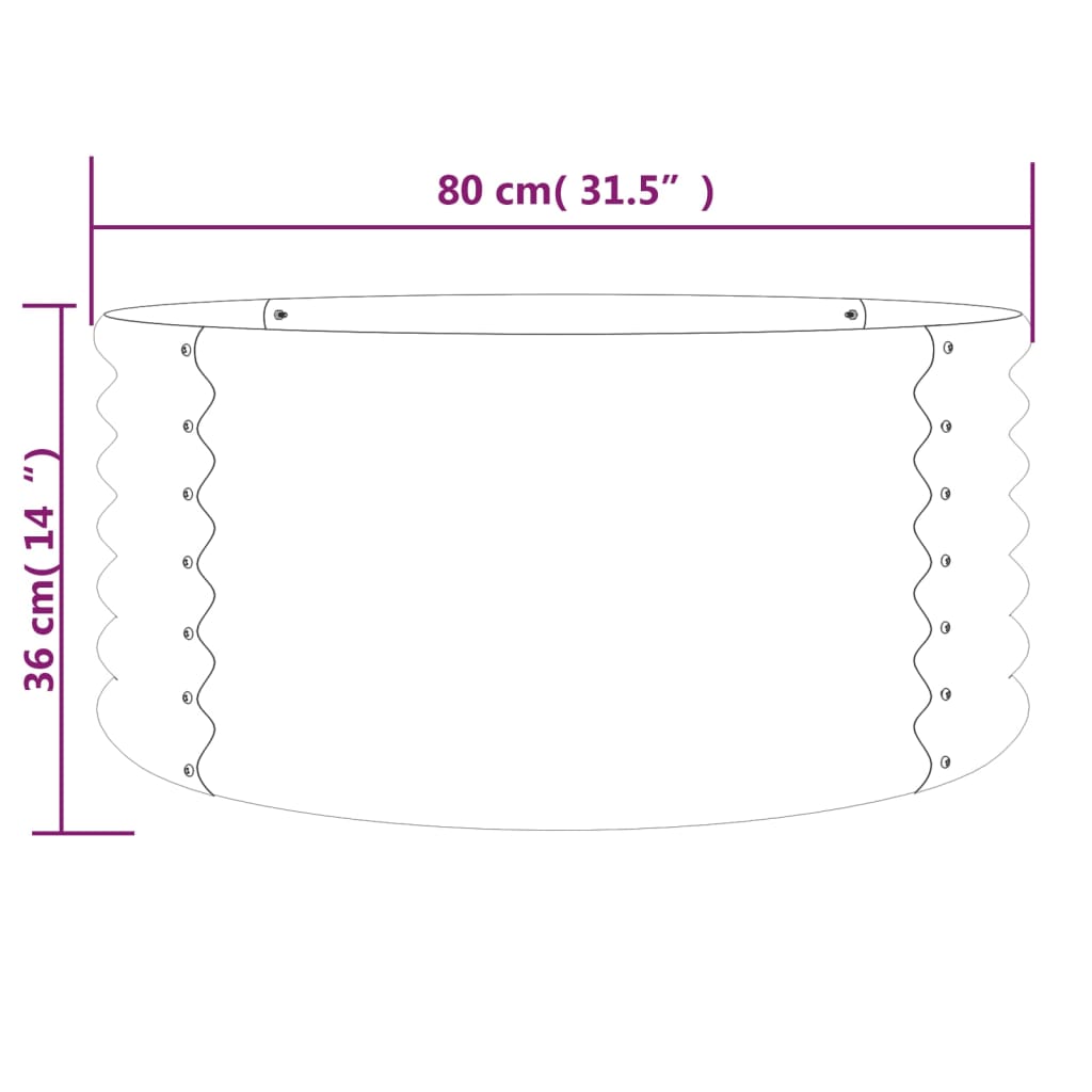 vidaXL Garden Planter Powder-coated Steel 80x80x36 cm Silver