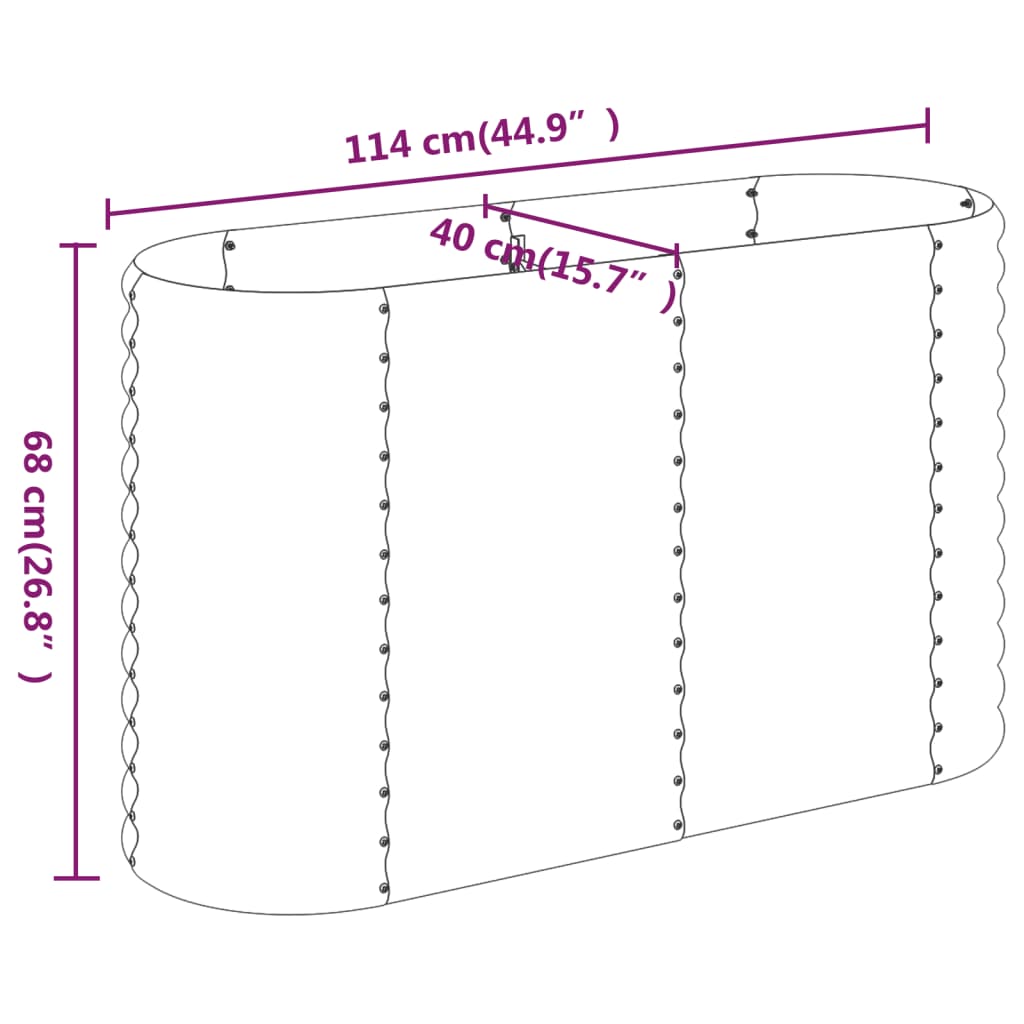 vidaXL Garden Raised Bed Powder-coated Steel 114x40x68 cm Grey