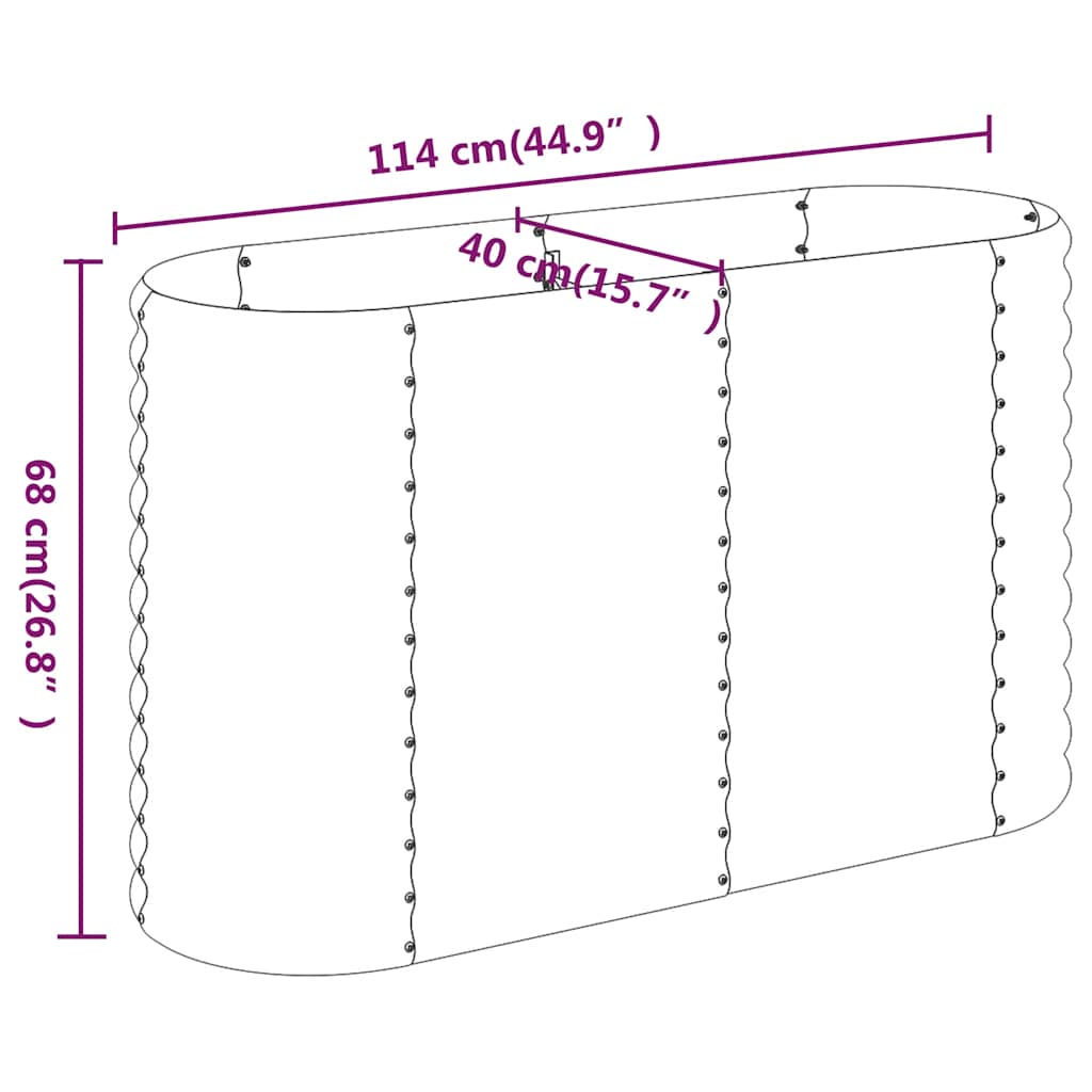 Garden Raised Bed Galvanised Steel 114x40x68 cm Anthracite