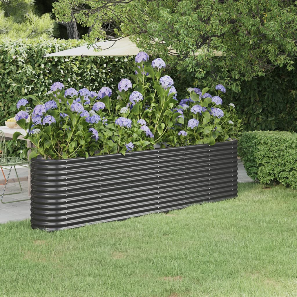 vidaXL Garden Raised Bed Powder-coated Steel 260x40x68 cm Anthracite