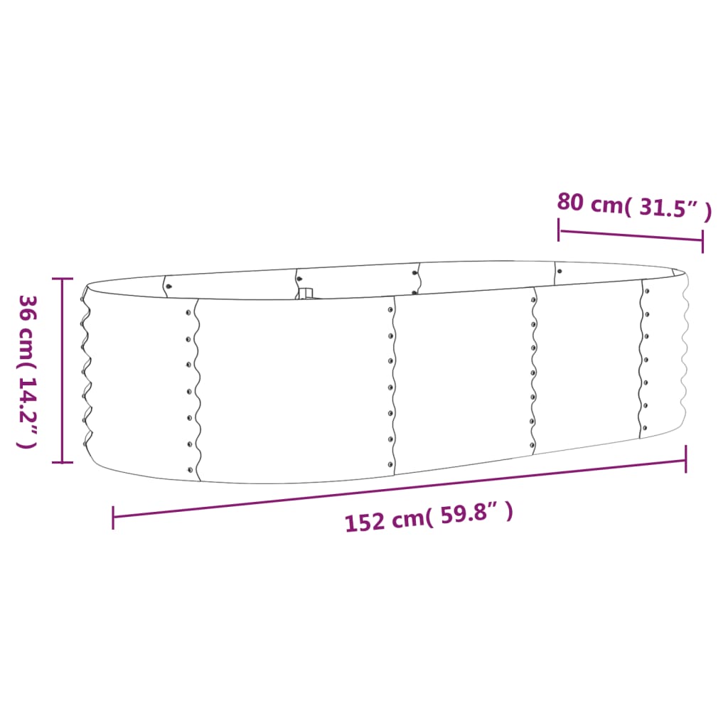 vidaXL Garden Raised Bed Powder-coated Steel 152x80x36 cm Grey