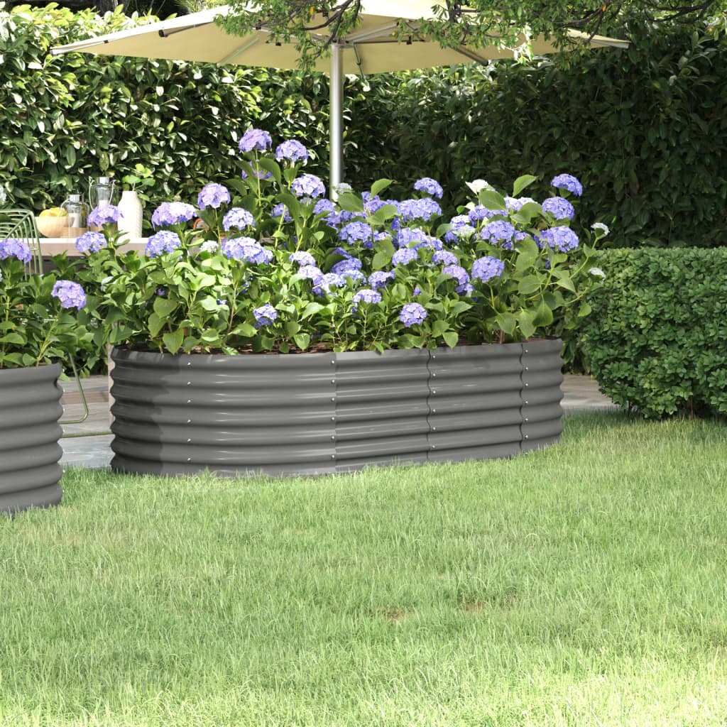 vidaXL Garden Raised Bed Powder-coated Steel 152x80x36 cm Grey