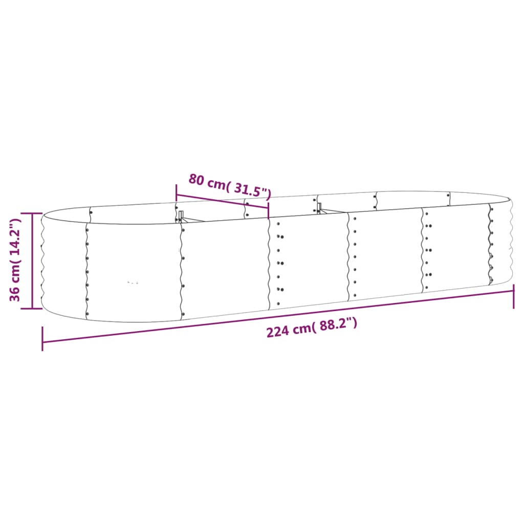 Garden Raised Bed | Brown | Powder-coated steel | Large |  Durable