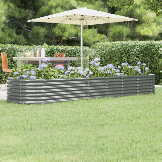 vidaXL Garden Raised Bed Powder-coated Steel 296x80x36 cm Grey