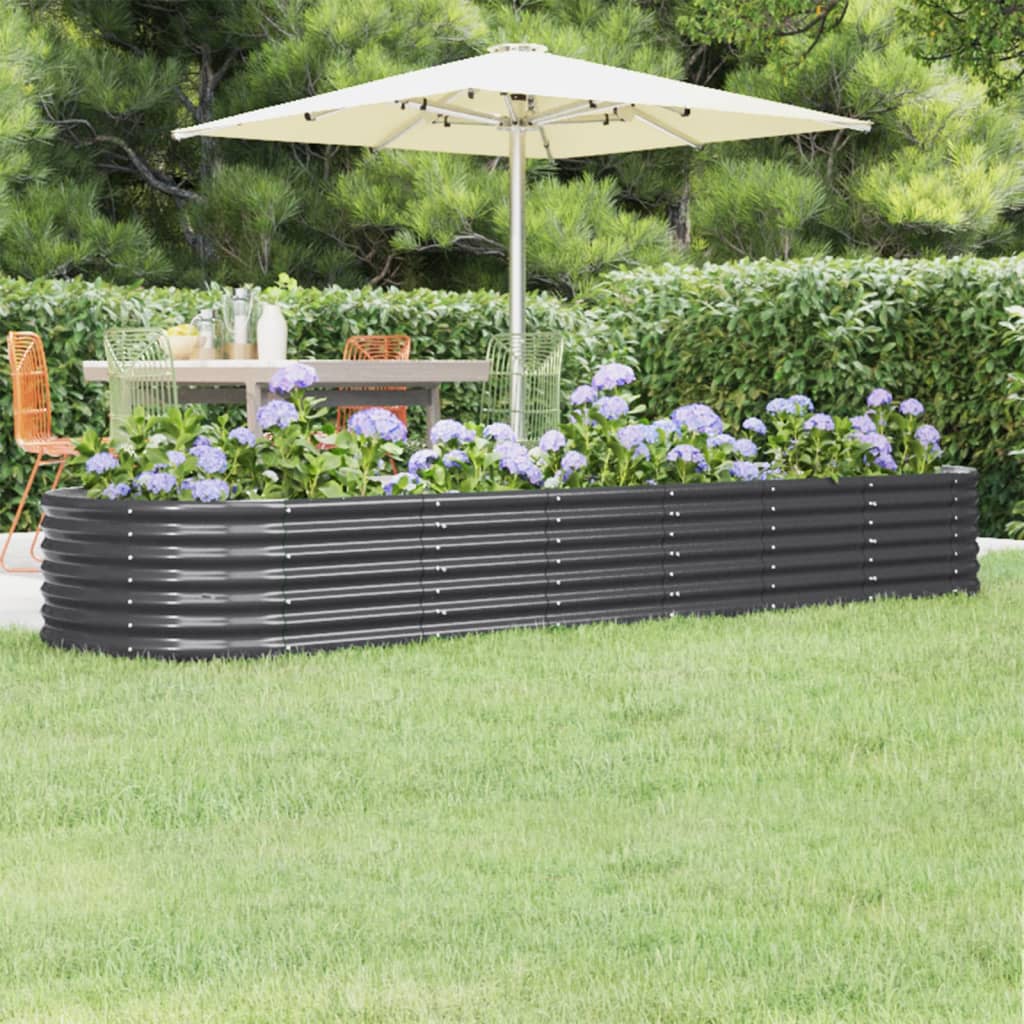 vidaXL Garden Raised Bed Powder-coated Steel 296x80x36 cm Anthracite