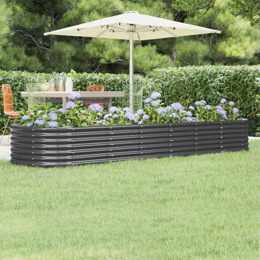 vidaXL Garden Raised Bed Powder-coated Steel 296x80x36 cm Anthracite