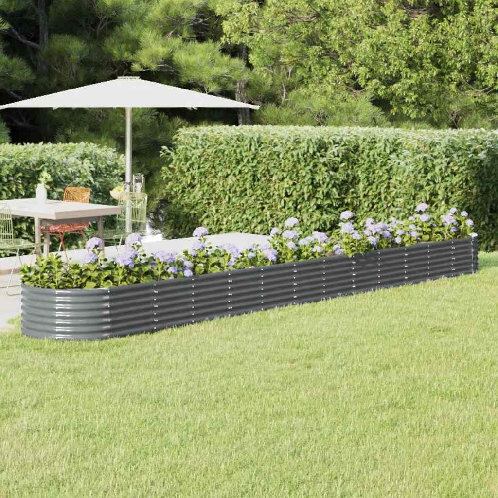 Garden Raised Bed Galvanised Steel 512x80x36 cm Anthracite