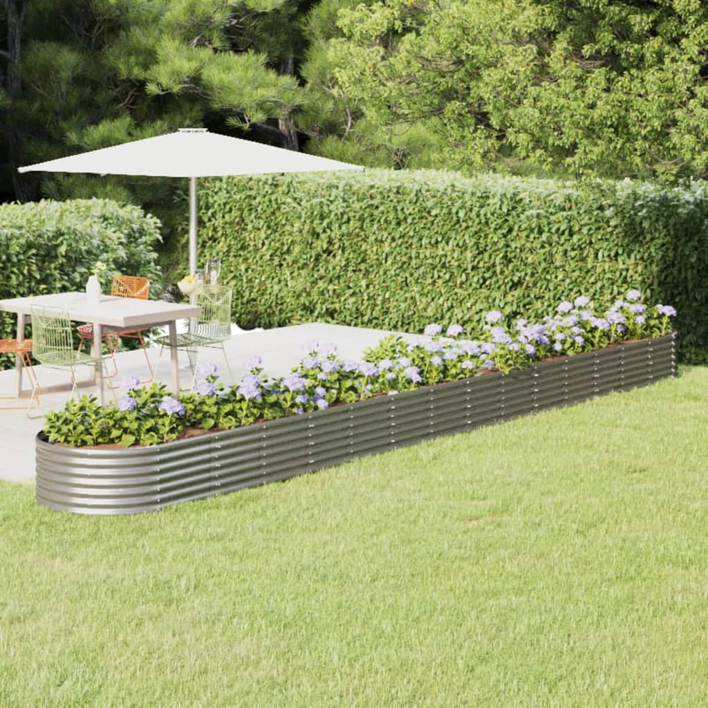 Garden Raised Bed Galvanised Steel 620x80x36 cm Silver