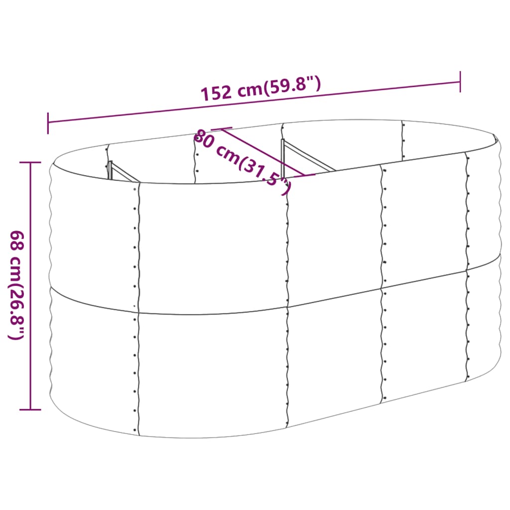 vidaXL Garden Raised Bed Powder-coated Steel 152x80x68 cm Green