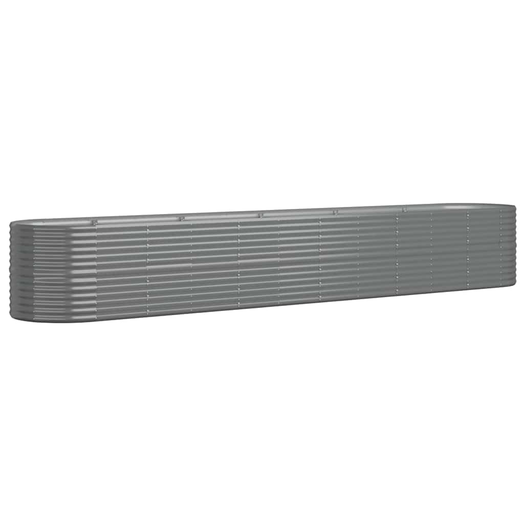 Garden Raised Bed Galvanised Steel 440x80x68 cm Grey