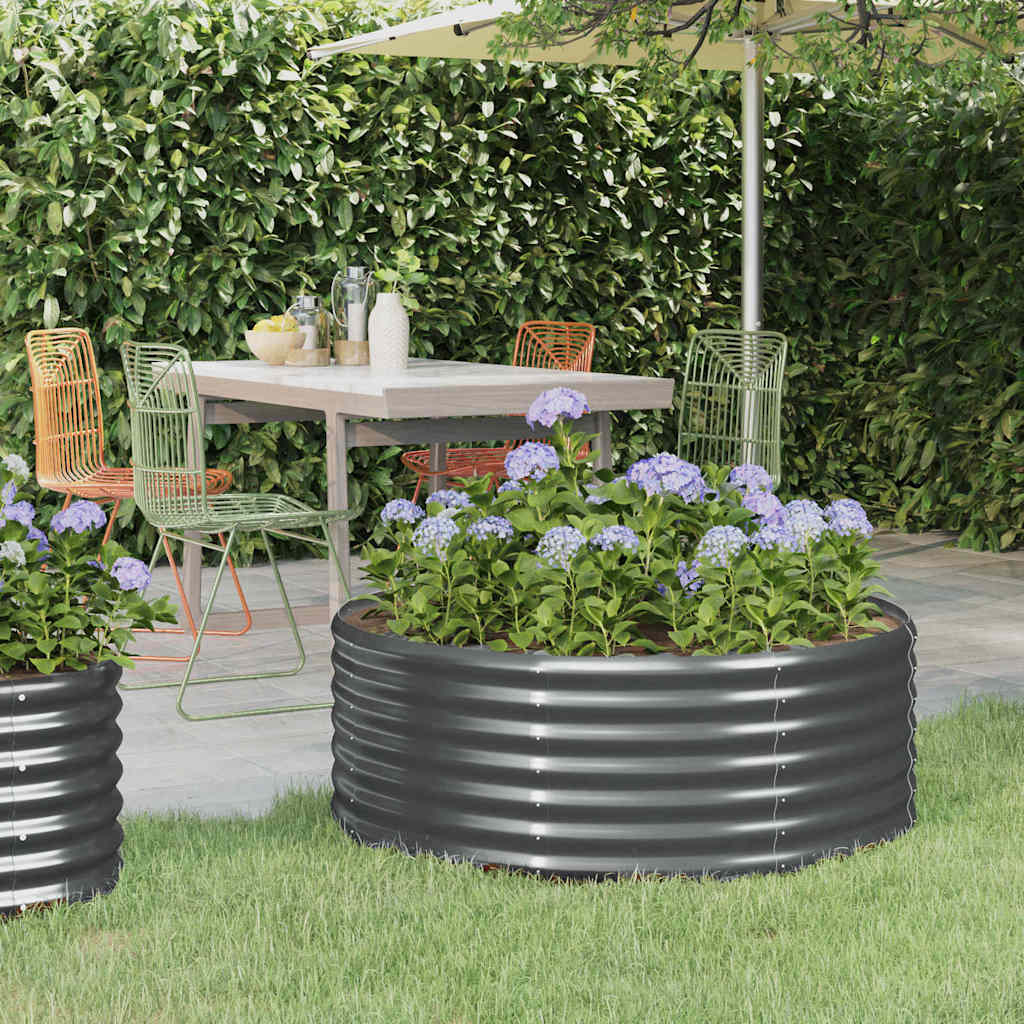 Garden Raised Bed Galvanised Steel 100x100x36 cm Anthracite
