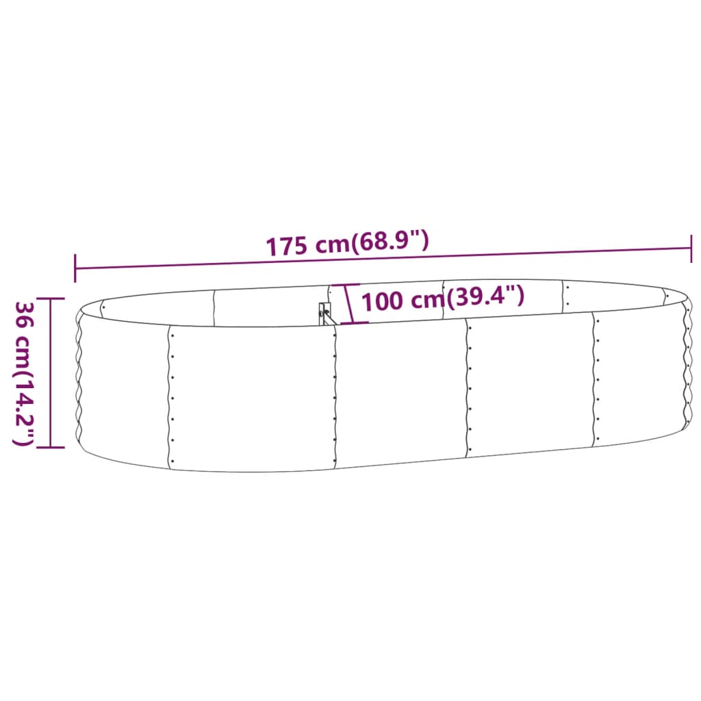 vidaXL Garden Raised Bed Powder-coated Steel 175x100x36 cm Silver