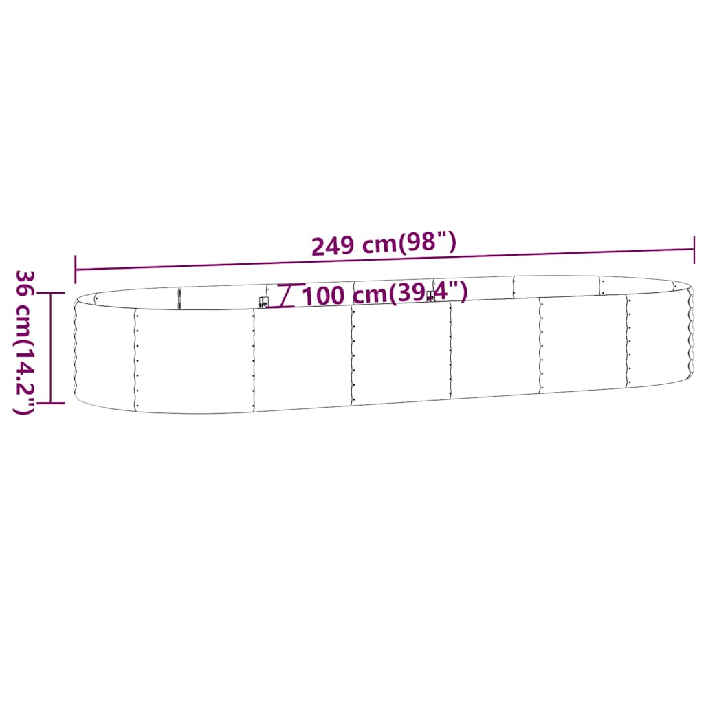 Garden Raised Bed Galvanised Steel 249x100x36 cm Anthracite