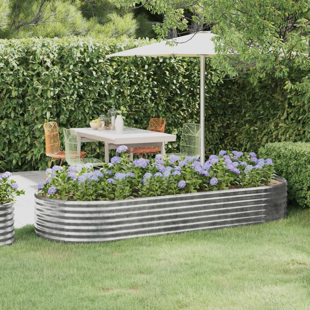Garden Raised Bed Galvanised Steel 249x100x36 cm Silver