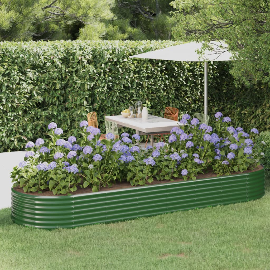 Garden Raised Bed Galvanised Steel 322x100x36 cm Green