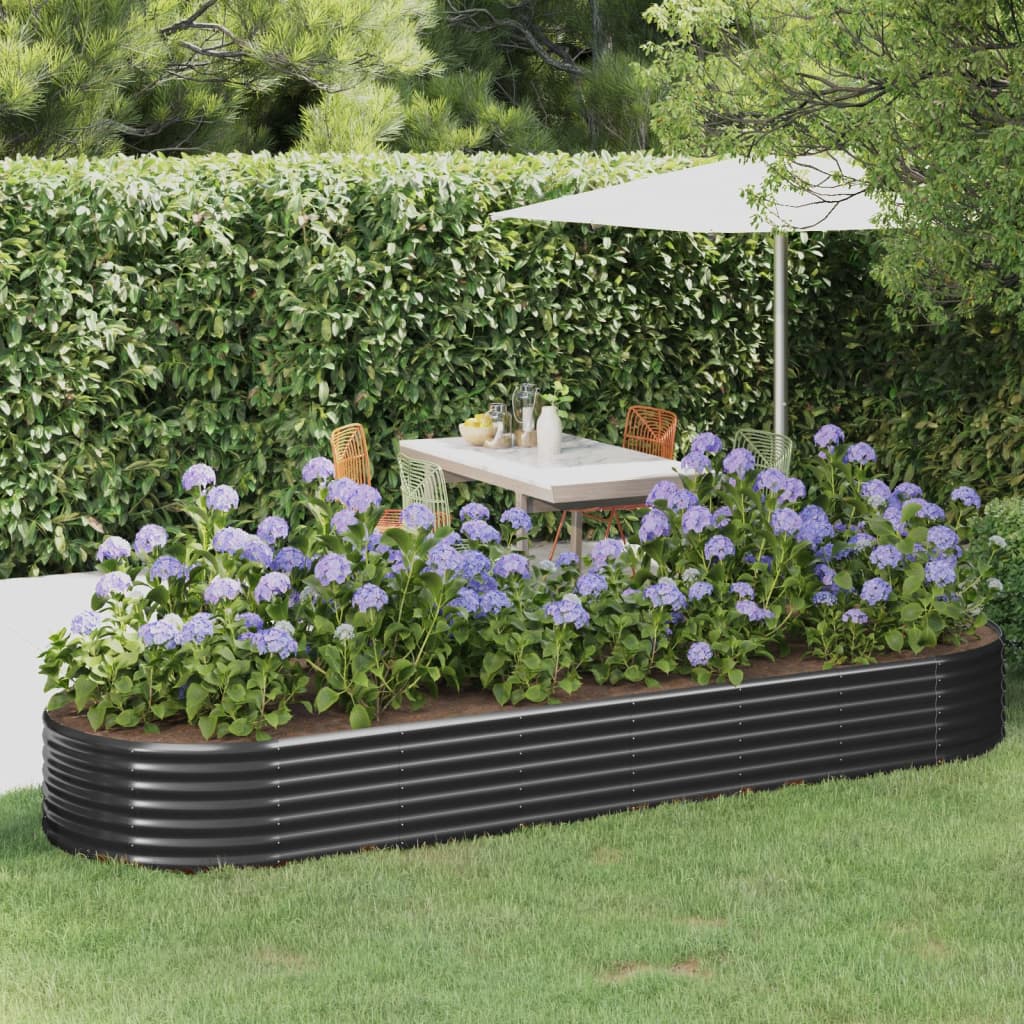 vidaXL Garden Raised Bed Powder-coated Steel 322x100x36 cm Anthracite