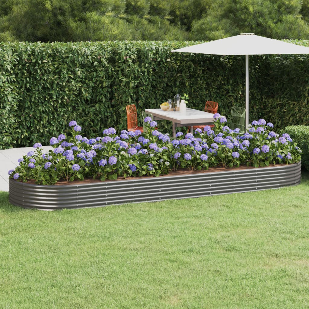 vidaXL Garden Raised Bed Powder-coated Steel 450x140x36 cm Grey