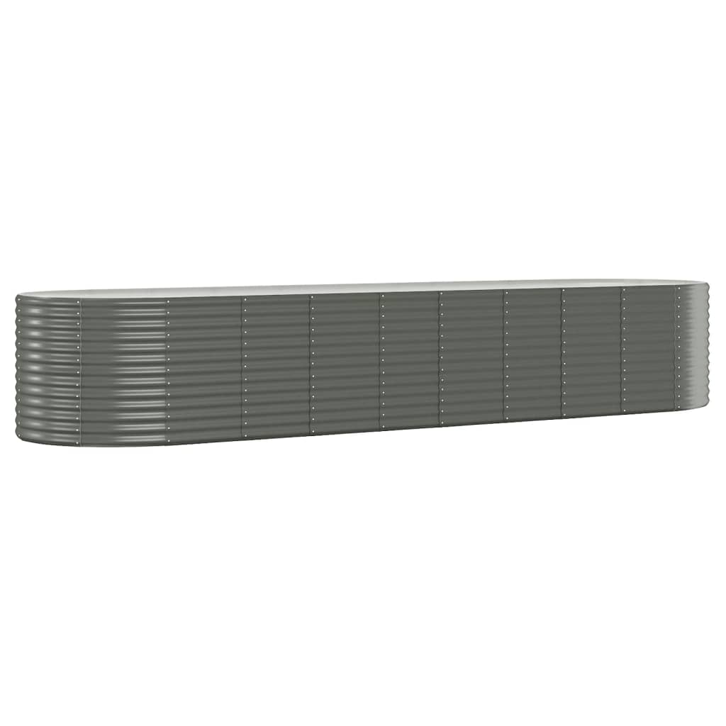 vidaXL Garden Raised Bed Powder-coated Steel 396x100x68 cm Grey