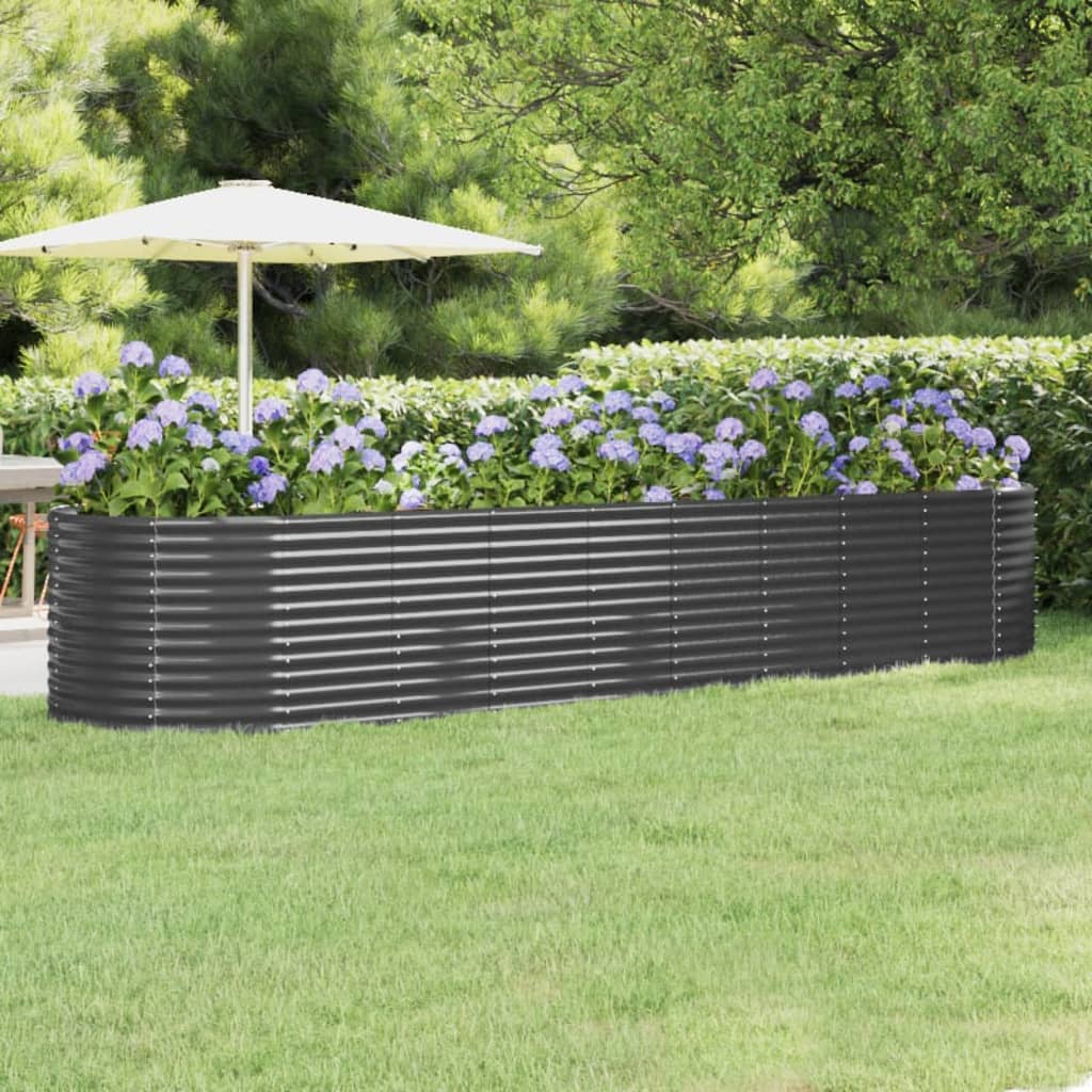 vidaXL Garden Raised Bed Powder-coated Steel 396x100x68 cm Anthracite