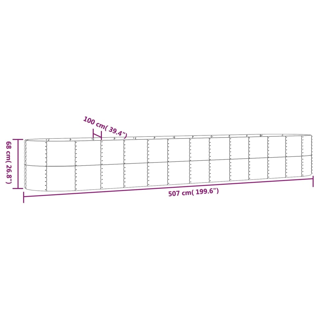 vidaXL Garden Raised Bed Powder-coated Steel 507x100x68 cm Green