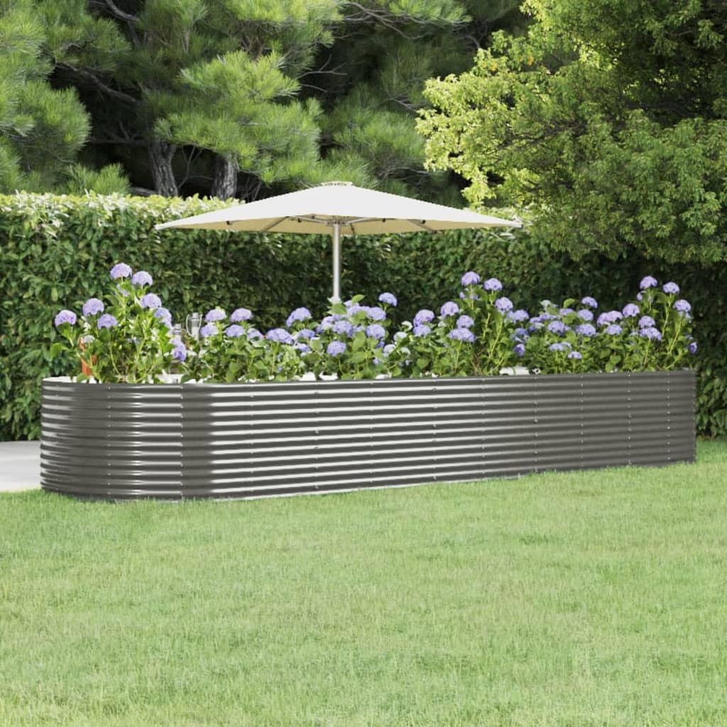 vidaXL Garden Raised Bed Grey 447x140x68 cm Powder-coated Steel