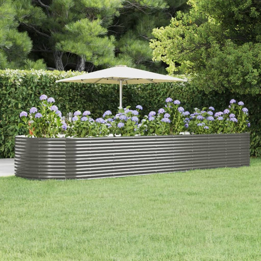 vidaXL Garden Raised Bed Grey 447x140x68 cm Powder-coated Steel