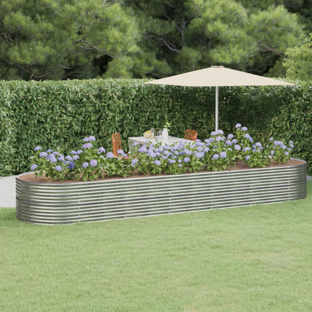 vidaXL Garden Raised Bed Powder-coated Steel 510x140x68 cm Silver