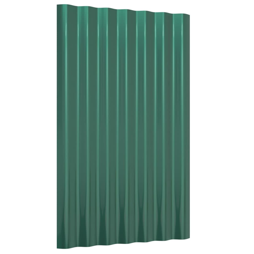 Roof Panels 12 pcs Galvanised Steel Green 60x36 cm