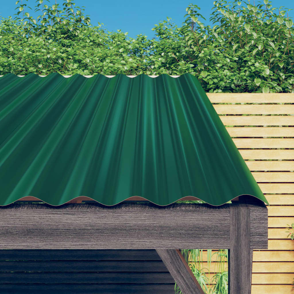 Roof Panels 36 pcs Galvanised Steel Green 60x36 cm