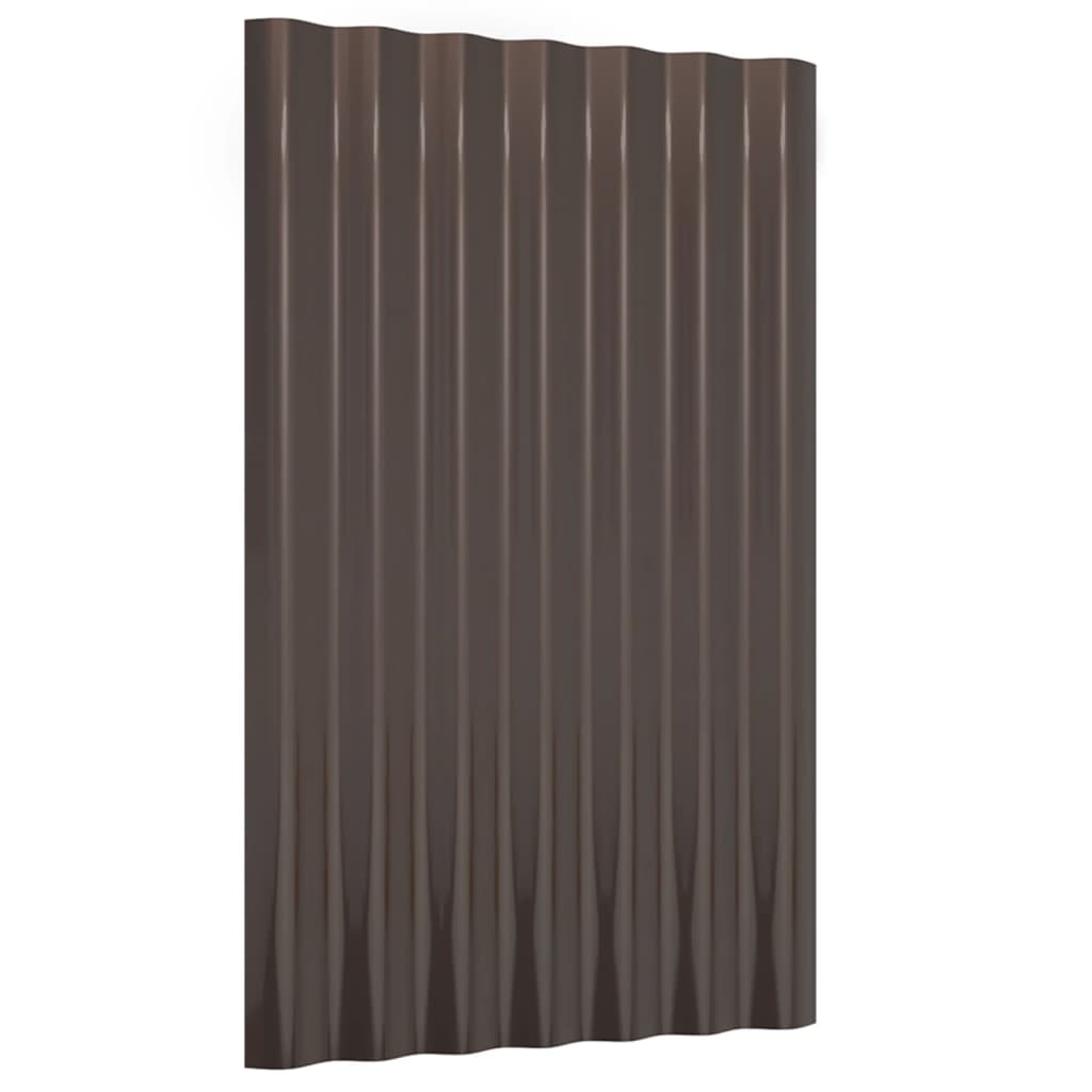 vidaXL Roof Panels 36 pcs Powder-coated Steel Brown 60x36 cm